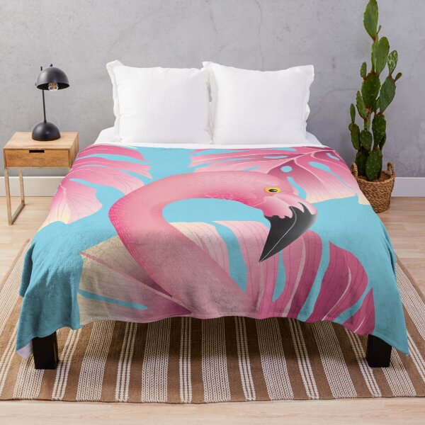 Item preview, Beautiful Flamingo With Tropical Leafs designed and sold by FotoArtist.