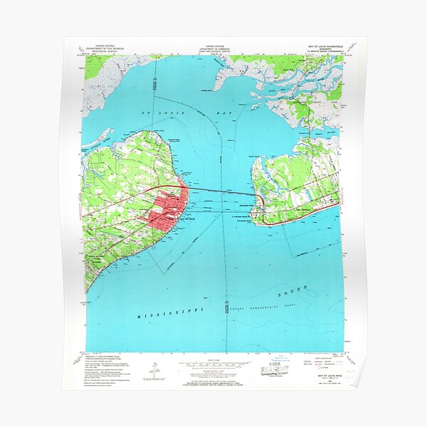 Bay St Louis Map Usgs Topo Map Mississippi Ms Bay St Louis 335304 1956 24000" Poster By  Wetdryvacrbo2 | Redbubble