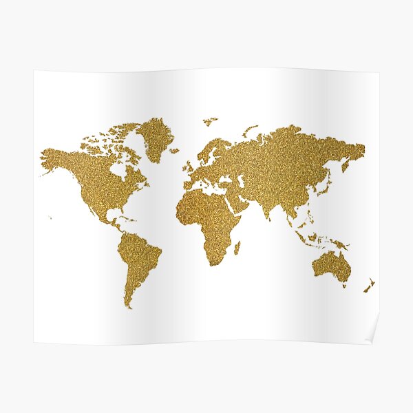 "Gold glitter world map" Poster for Sale by AnnaGo Redbubble