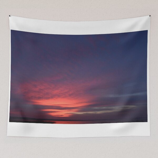 Item preview, Twilight sky is blue in bright red sunset colors in the autumn evening designed and sold by yarvin13.