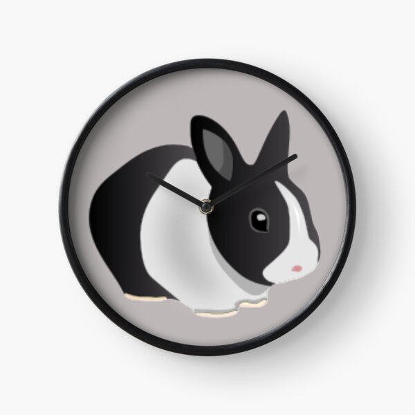 Dutch Black and White Rabbit Clock