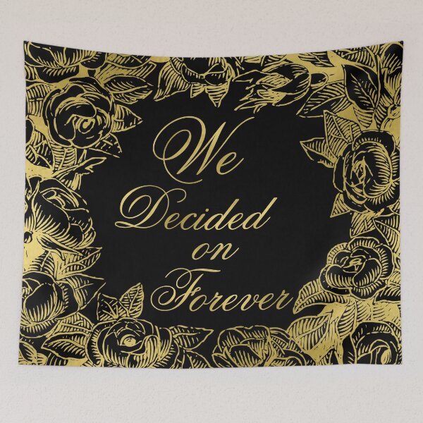 Item preview,  Elegant Floral Gold & Black "We Decided on Forever" Wedding Backdrop  designed and sold by Rewards4life.