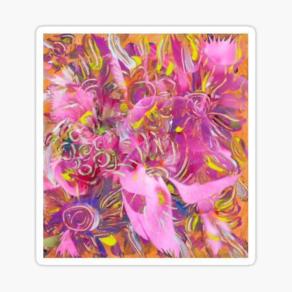 pink orange flower abstract art Sticker