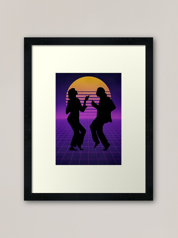 Retro Synthwave Pulp Fiction Mia Wallace & Vincent Vega Silhouette Poster Framed  Art Print for Sale by Gemini-Phoenix