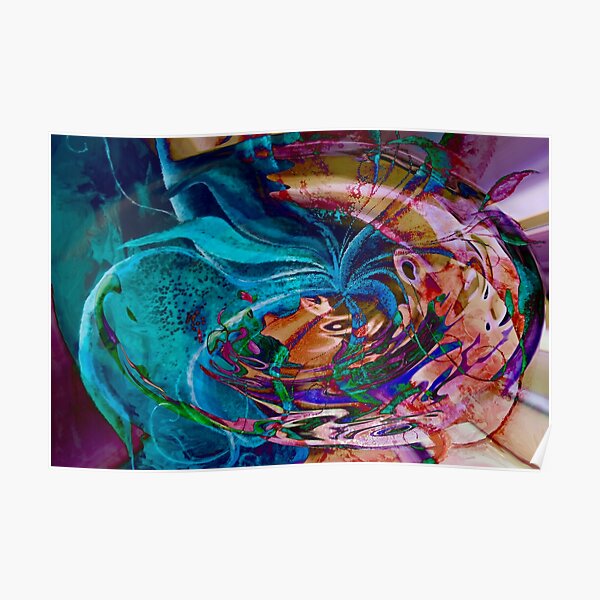 colorful abstract swirl art Poster