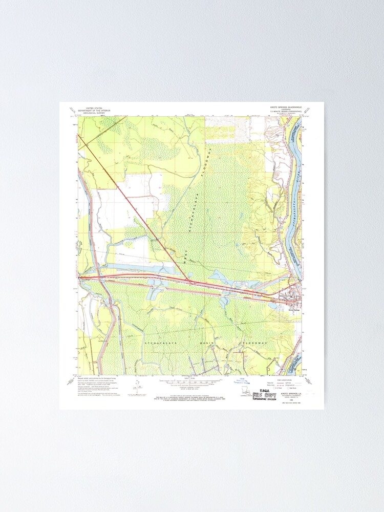 "USGS TOPO Map Louisiana LA Krotz Springs 332371 1968 24000" Poster for