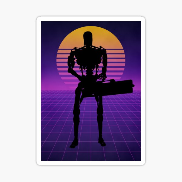 Poster Retro Synthwave The Terminator T-800 Silhouette Sticker