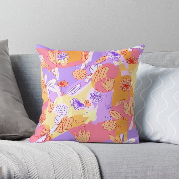 Happy Flowers Throw Pillow