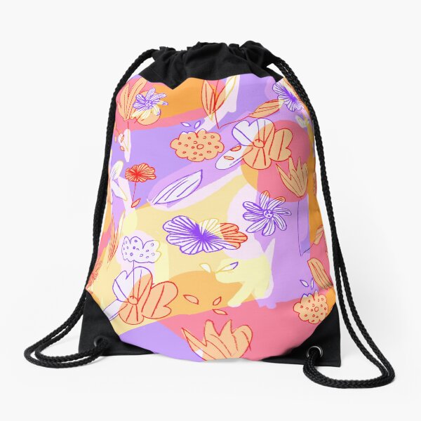 Happy Flowers Drawstring Bag