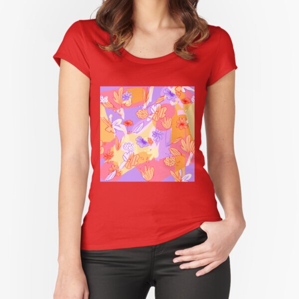Happy Flowers Fitted Scoop T-Shirt