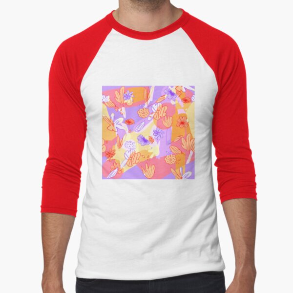 Happy Flowers Baseball ¾ Sleeve T-Shirt
