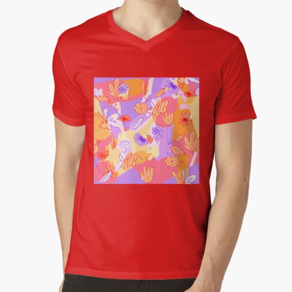 Happy Flowers V-Neck T-Shirt