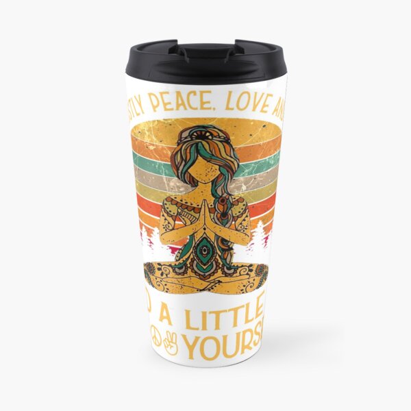 Yoga Tattoo Women - I'm Mostly Peace Love And Light Travel Mug