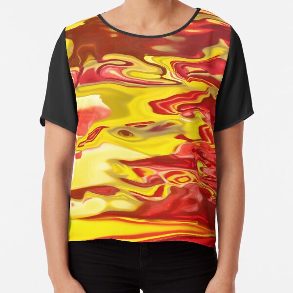 red and yellow flow Chiffon Top