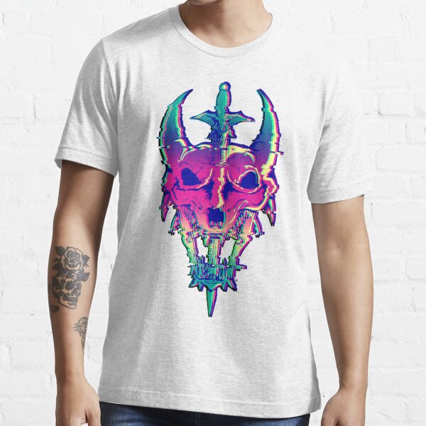 Rainbow Glitch Dragon Skull Essential T-Shirt