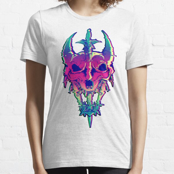 Rainbow Glitch Dragon Skull Essential T-Shirt