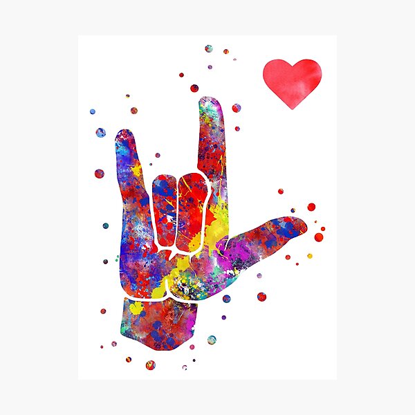Item preview, I love you ASL sign language, watercolor sign language,  I love you American Sign Language designed and sold by Rosaliartbook.