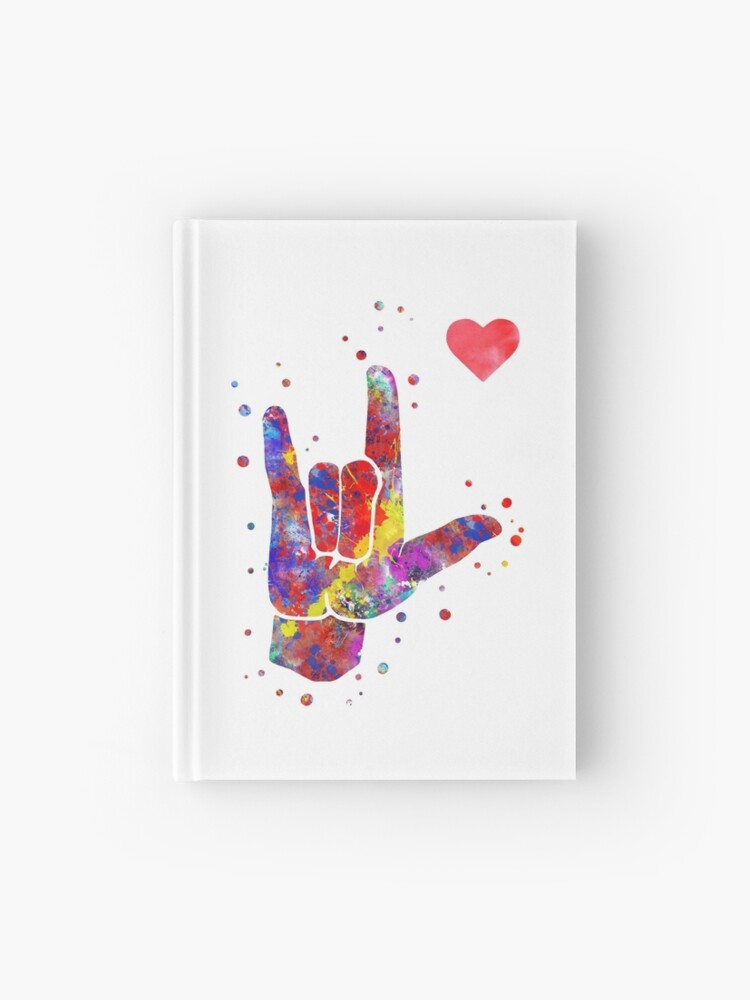 I love you ASL sign language, watercolor sign language, I love you 