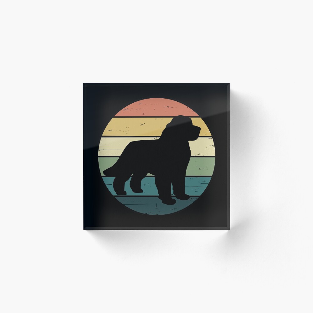 Retro Rainbow Newfoundland Dog Acrylic Block