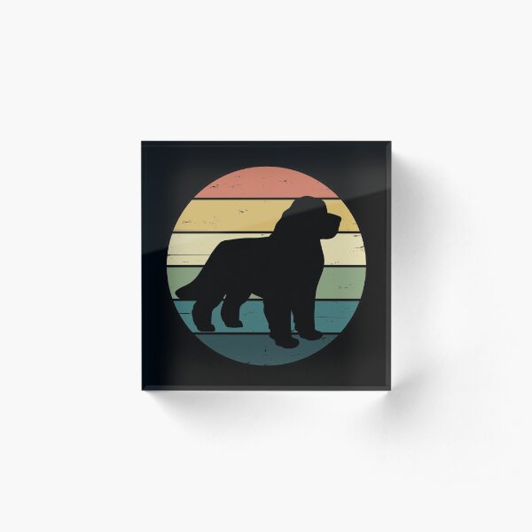 Retro Rainbow Newfoundland Dog Acrylic Block