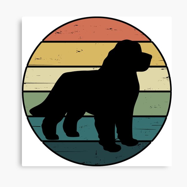 Retro Rainbow Newfoundland Dog Canvas Print