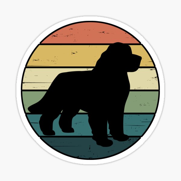 Retro Rainbow Newfoundland Dog Sticker