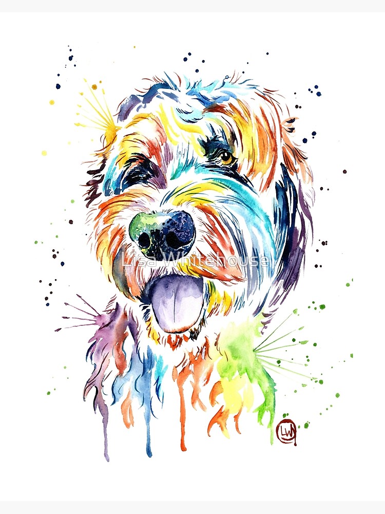 Goldendoodle Colorful Watercolor Pet Portrait Painting Art Board Print By Whitehouseart Redbubble