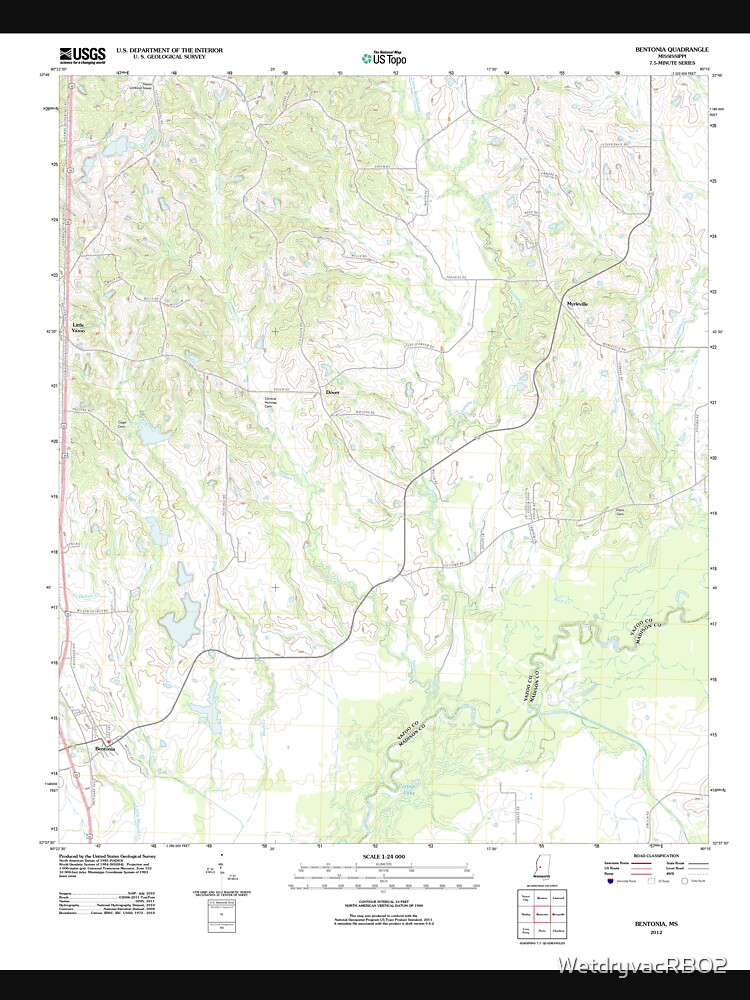 "USGS TOPO Map Mississippi MS Bentonia 20120409 TM" Lightweight