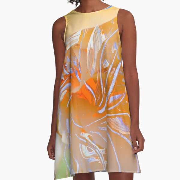 warm colors flower abstraction A-Line Dress