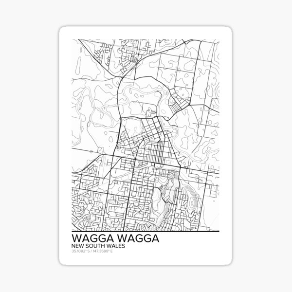 Wagga Wagga map poster print wall art, New South Wales gift printable, Home and Nursery, Modern map decor for office, Map Art, Map Gifts Sticker