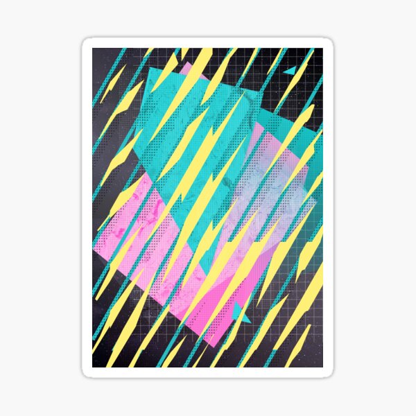 Memphis graphic style, yellow thunder Sticker