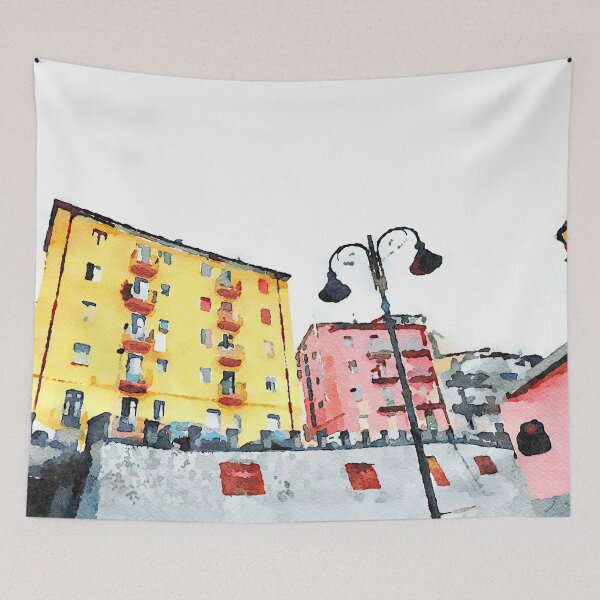 Item preview, Colored buildings with street lamps designed and sold by Giuseppe Cocco.