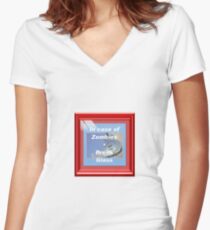 In case of Zombies- Break glass Women's Fitted V-Neck T-Shirt
