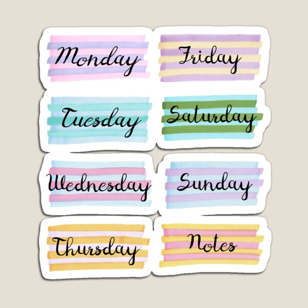 Bujo Stickers - Days of the Week- English Magnet by Azyrielle