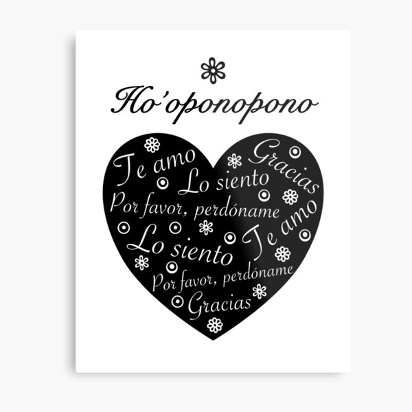 Ho'oponopono Corazón Negro Español #001-Es Lámina metálica