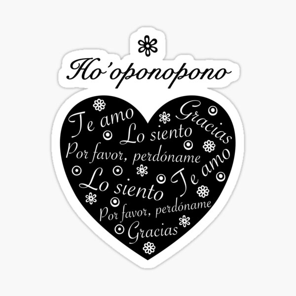 Ho´oponopono Corazón Negro Español Pegatina