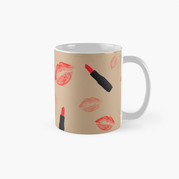 Item preview, Red Lipstick pattern on beige designed and sold by chihuahuashower.