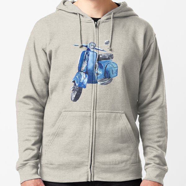 Blue Vespa Zipped Hoodie