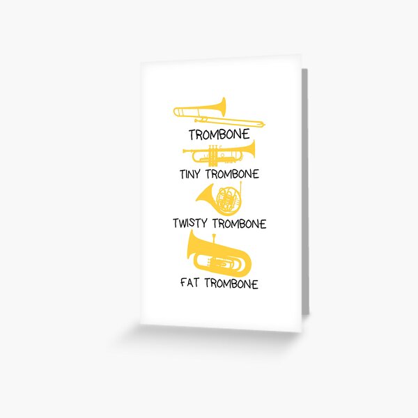 Aperçu de l'œuvre Cadeau drôle de trombone, fanfare, orchestre d'harmonie - Types de trombones amusants créée et vendue par HEJAshirts.