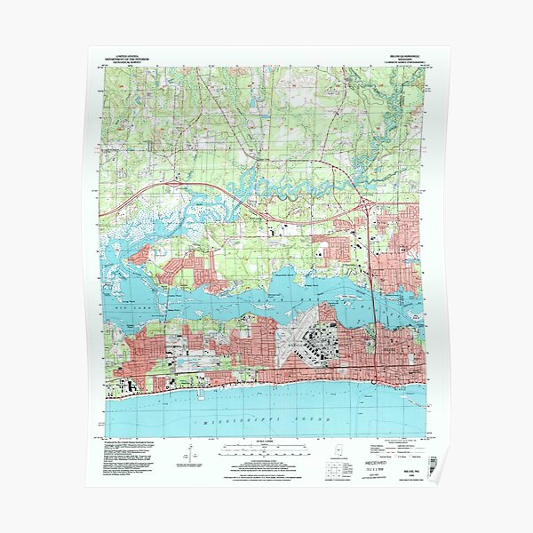 USGS TOPO Map Mississippi MS Biloxi 335348 1992 24000 Poster For Sale   Poster,504x498,f8f8f8 Pad,600x600,f8f8f8 