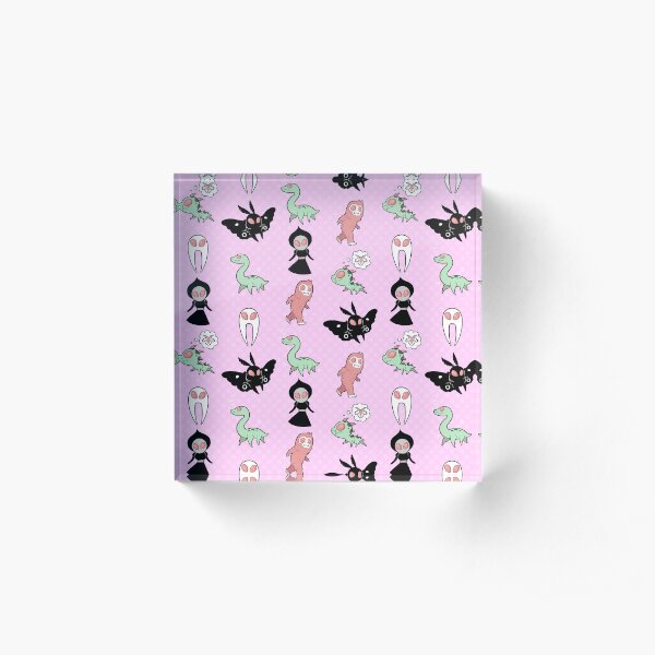 Pastel Cryptids (Pink) Acrylic Block