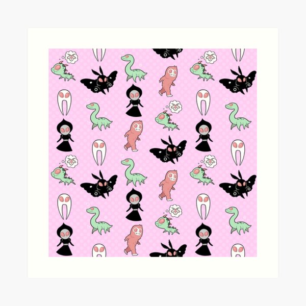 Pastel Cryptids (Pink) Art Print