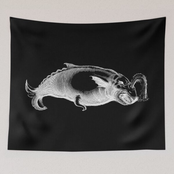 Item preview, Ancient Whale Drawing (Black) Antique Fine Art Illustration designed and sold by freshlypeeled.