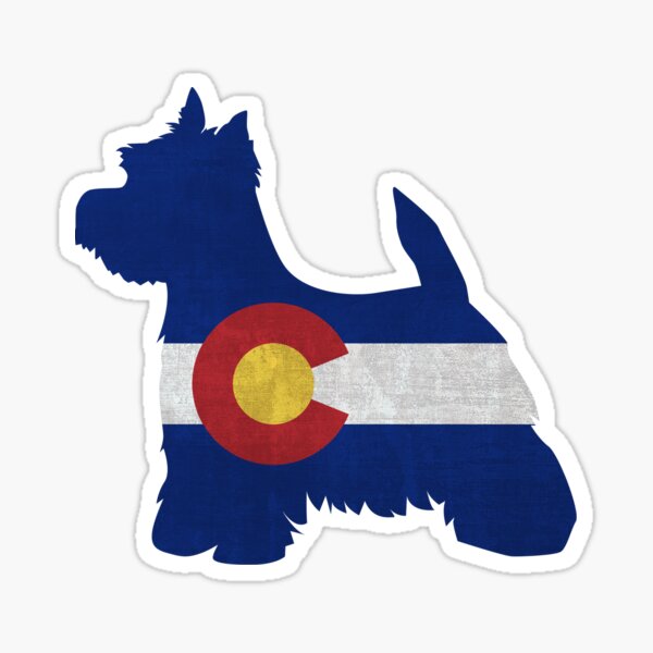 Westie Terrier Colorado Flag Silhouette Sticker