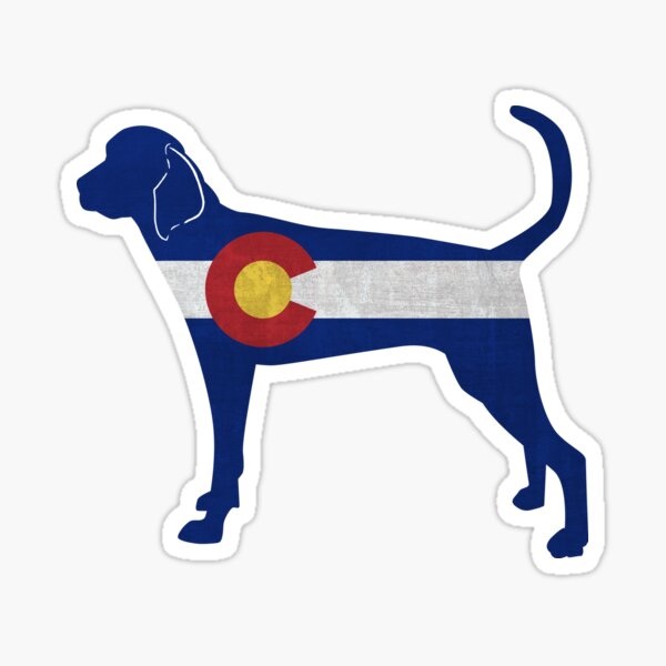 Treeing Walker Coonhound Dog Breed Colorado Flag Silhouette Sticker