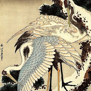 Artwork thumbnail, 'Two Cranes on a Pine Covered with Snow' by Katsushika Hokusai (Reproduction) by Classic Visions Gallery