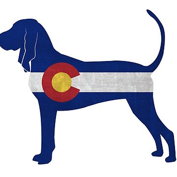 Artwork thumbnail, Black and Tan Coonhound Dog Breed Colorado Flag Silhouette by TriPodDogDesign