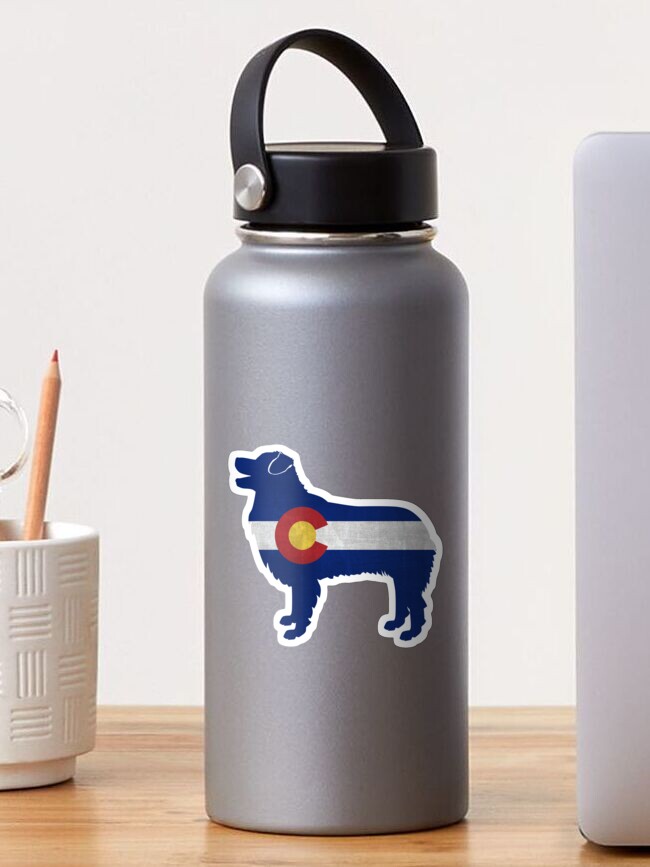 Thumbnail 1 of 3, Sticker, Australian Shepherd Dog Breed Colorado Flag Silhouette designed and sold by TriPodDogDesign.
