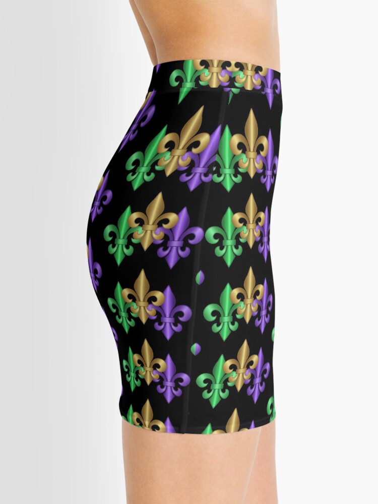 Alternate view of Green Gold and Purple Fleur-de-Lis Symbols Mini Skirt