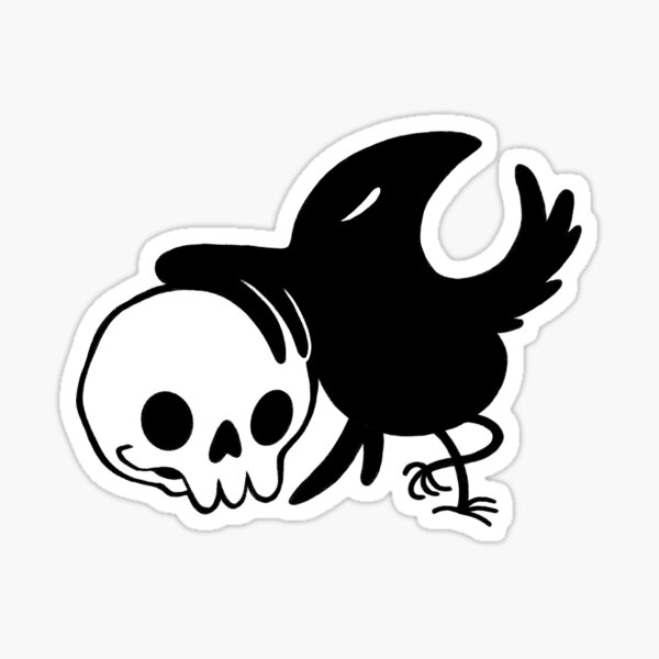 Green Crow and Skull Sticker